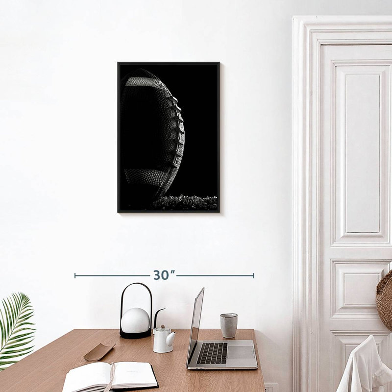 Football monochrome, Cadre flottant noir, 17 po x 25 po