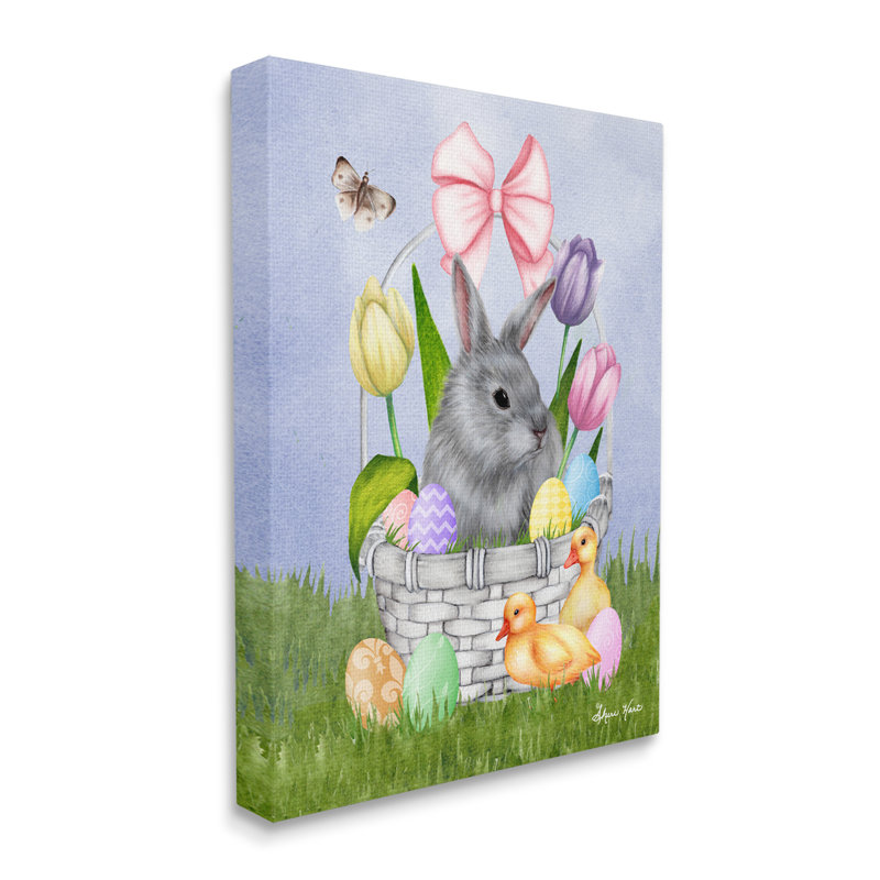 Panier de lapin pastel œuf de Pâques Ba Chicks Sheri H, H 16 po x l 20 po, Toile tendue