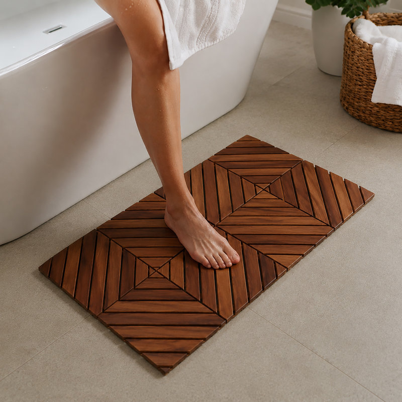 Eliava Solid Wood Non-Slip Shower Mat