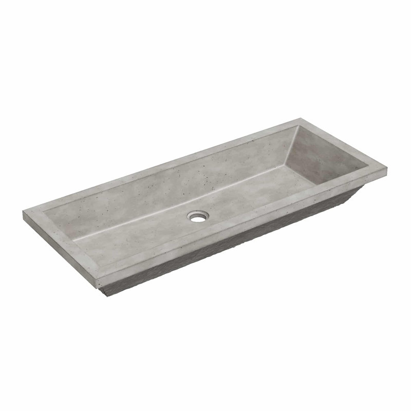 Arcata 36" Undermount Concrete Trough Bathroom Sink, Ash