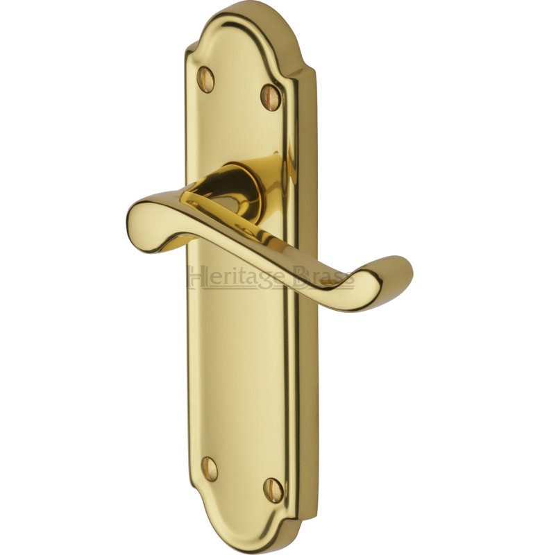 Heritage Brass Heritage Door Handle Lever Latch Meridian Design, Polished Brass