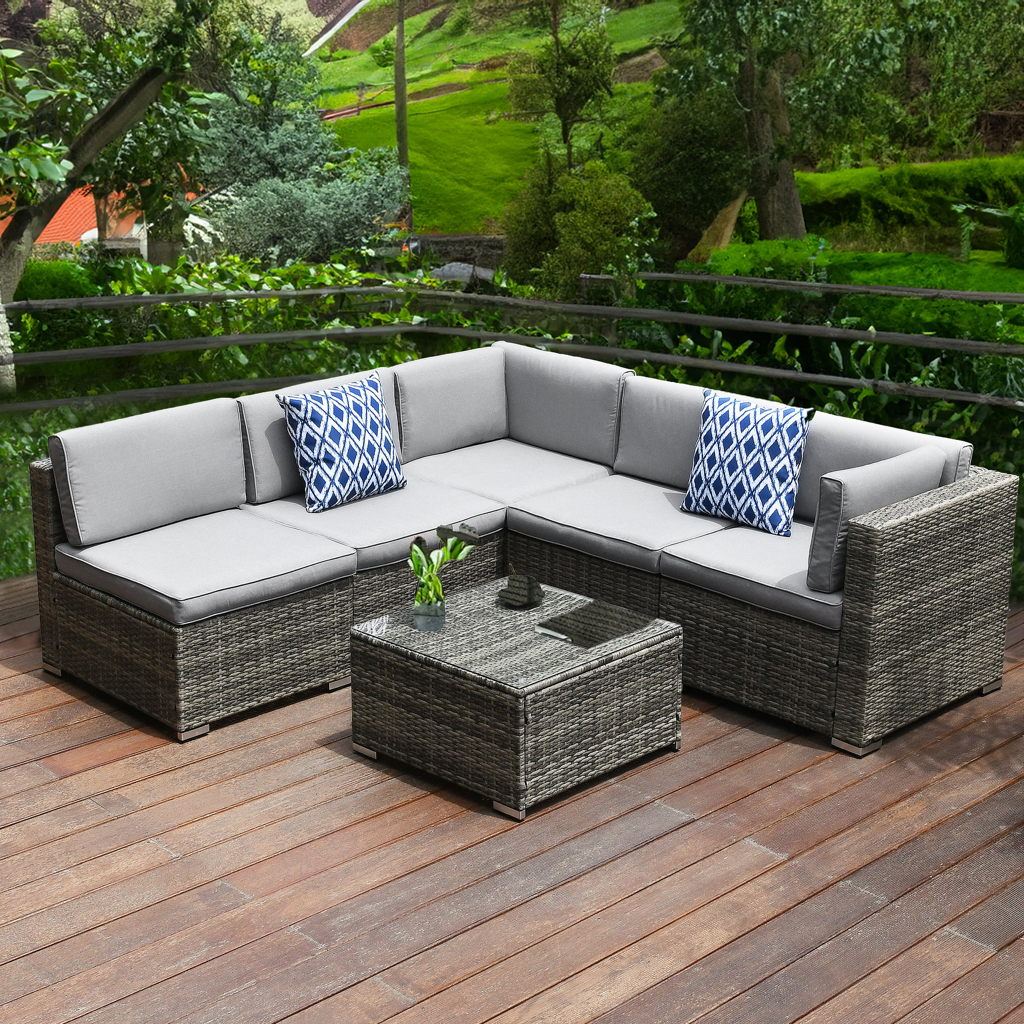 Balconera 6 Piece Wicker Sectional Sofa Set | Wayfair