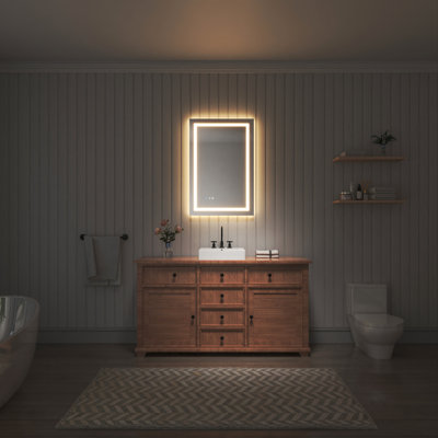 Miroir de salle de bain sans cadre à lumière DEL antibuée avec rétroéclairage et sans cadre
