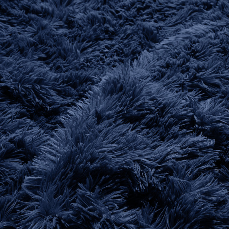 Shaggy Fleece Plush Duvet Cover, King/California King Duvet Cover, Dark Blue