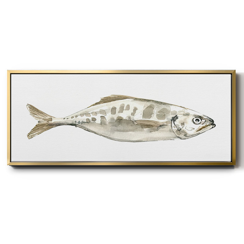 Silver Fish II- Framed Canvas, 8" H x 20" W
