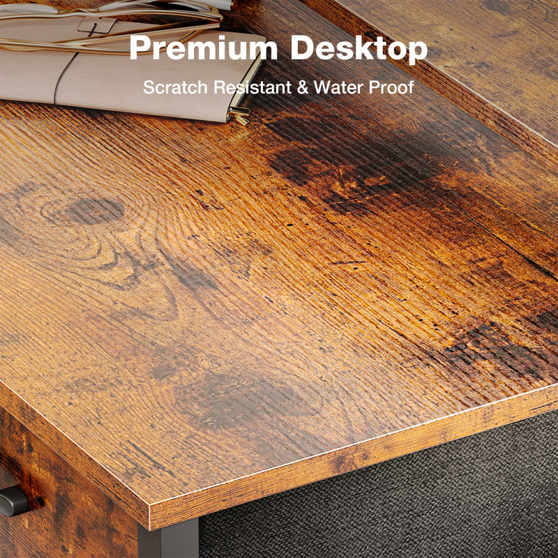 Copano Computer Desk with 3 Drawers, Writing Desk whit Shelves,Gaming Desk with Monitor Stand, 34" H x 47.24" W x 19.68" D