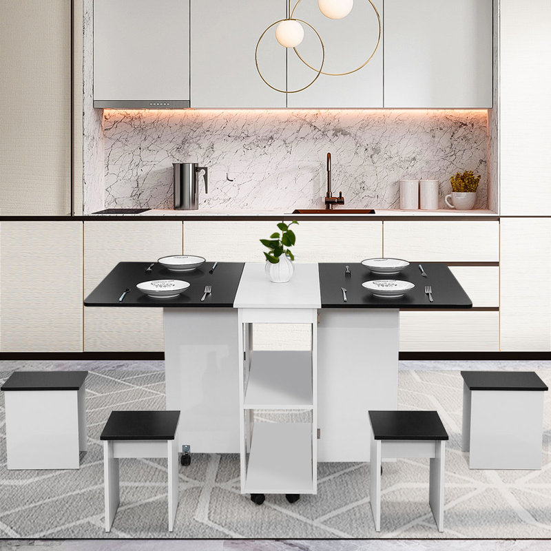 Edmundson Dining Set, Black/White