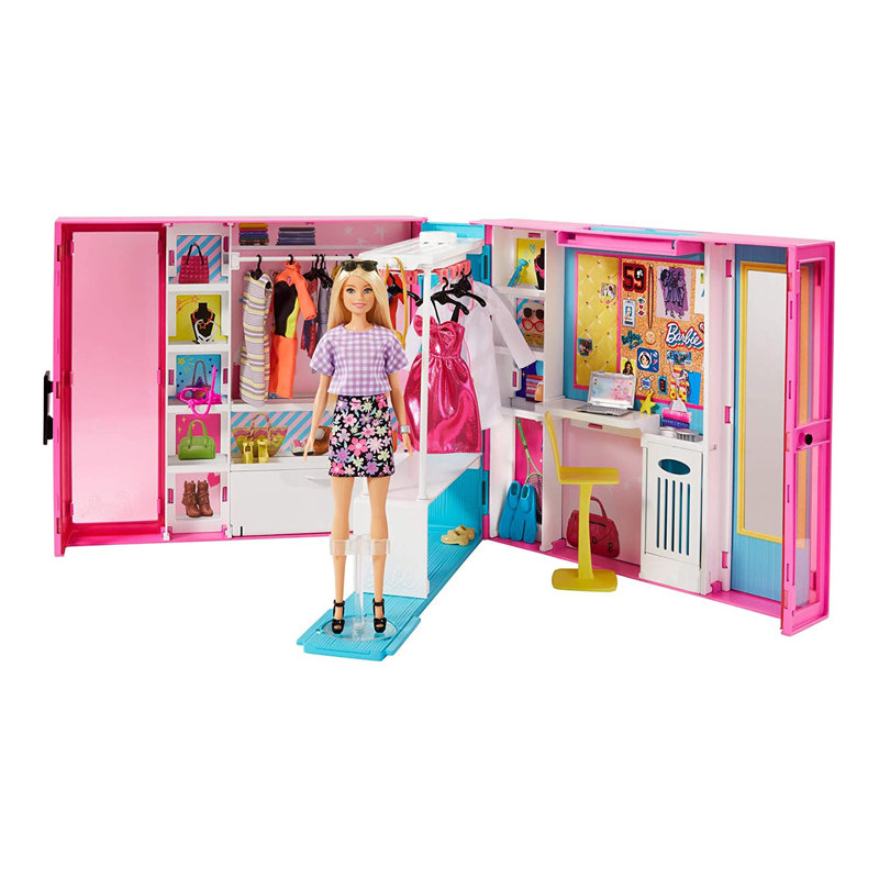 Barbie Dream Closet Fashion Wardrobe with Barbie Doll and Clothes, Pink