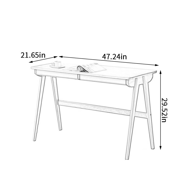Bureau d'écriture Bausman, Marron clair, H 29,52 po x l 47,24 po x P 21,65 po