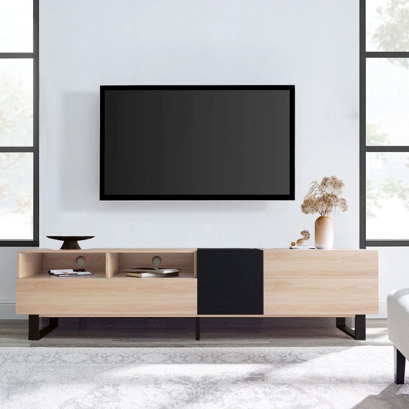 Crédence de rangement l 70,9 po, Bois naturel / noir