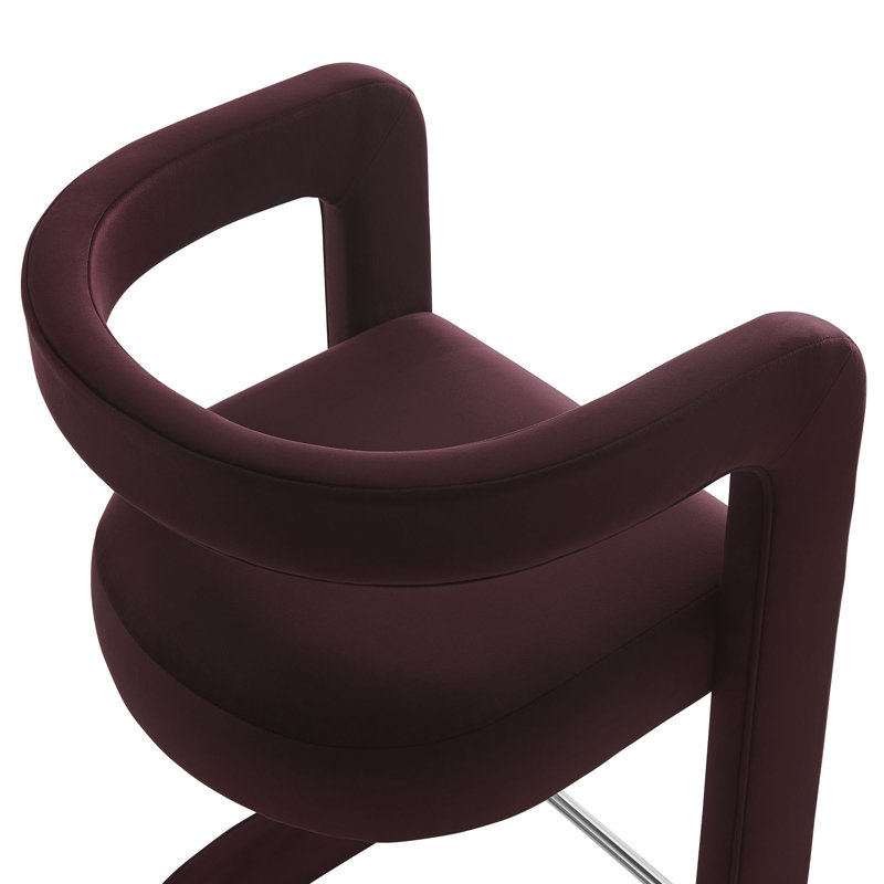 Winslow Performance Velvet Stool, Mulberry, Counter Stool (27" Seat Height)