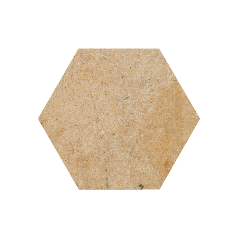Scarlet 6X7 Hexagon Giallo Umbria Terracotta Porcelain Wall and Floor Tile, Tan