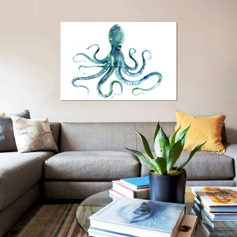Octopus par Edward Selkirk - reproduction d'art sur toile tendue, H 40 po x l 60 po x P 1,5 po, Toile tendue, Pas de tapis