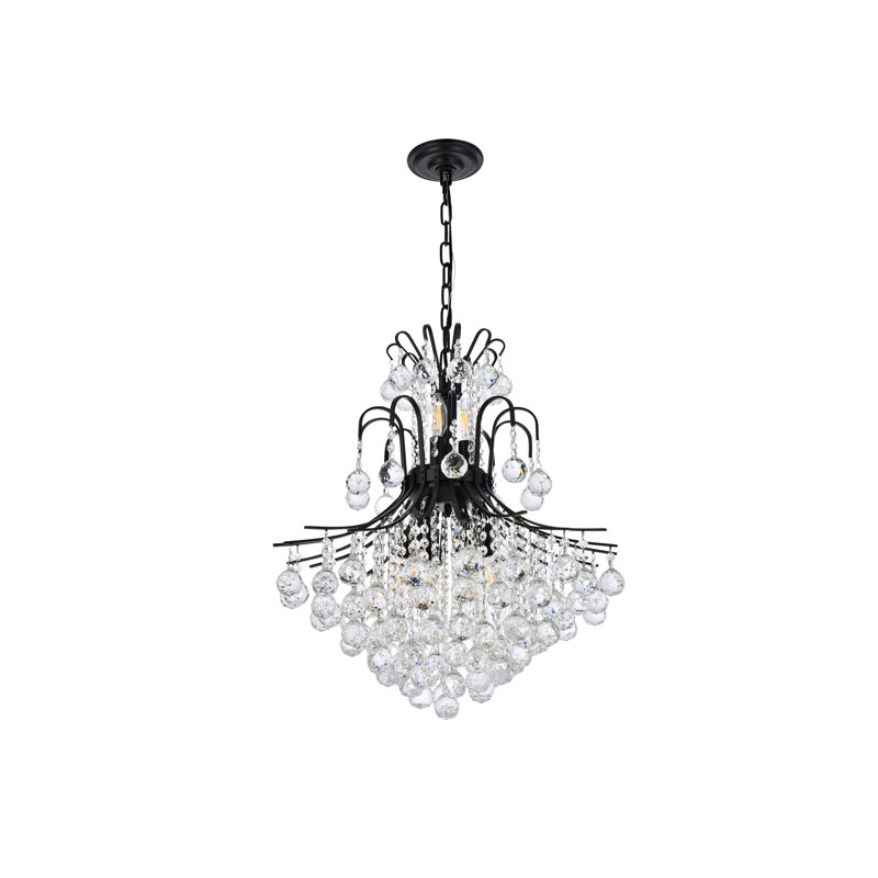 Stoller - Light Statement Tiered Chandelier with Crystal Accents, Black, 11, Royal Cut