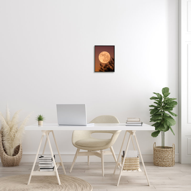 Pleine lune, branche d'arbre, silhouette, ciel d'automne par Birch & Ink - impression, H 14 po x l 11 po