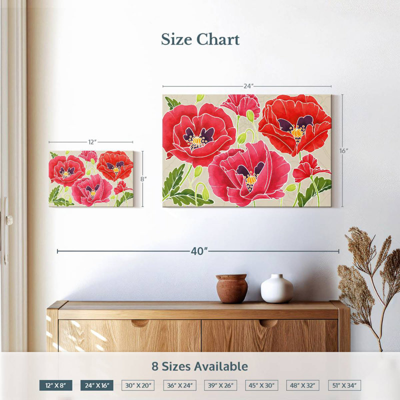 Kerner Sunshine Poppies, 16" H x 24" W