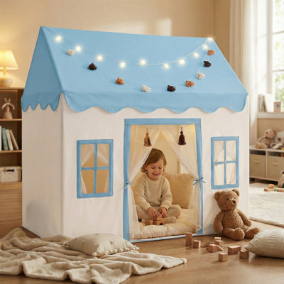 Little Dove Play Tent with Mat, Star Lights, Kids Playtent Indoor, Toddler Play Tent Large Outdoors for Kids Aged 3+, 52" x35" x 52", Toddler Teepee Play House with Windows