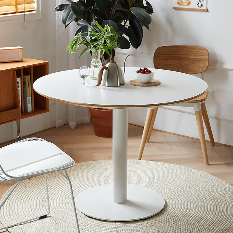Table de salle à manger ronde en bois manufacturé blanc, H 29,53 po x L 31,5 po x l 31,5 po