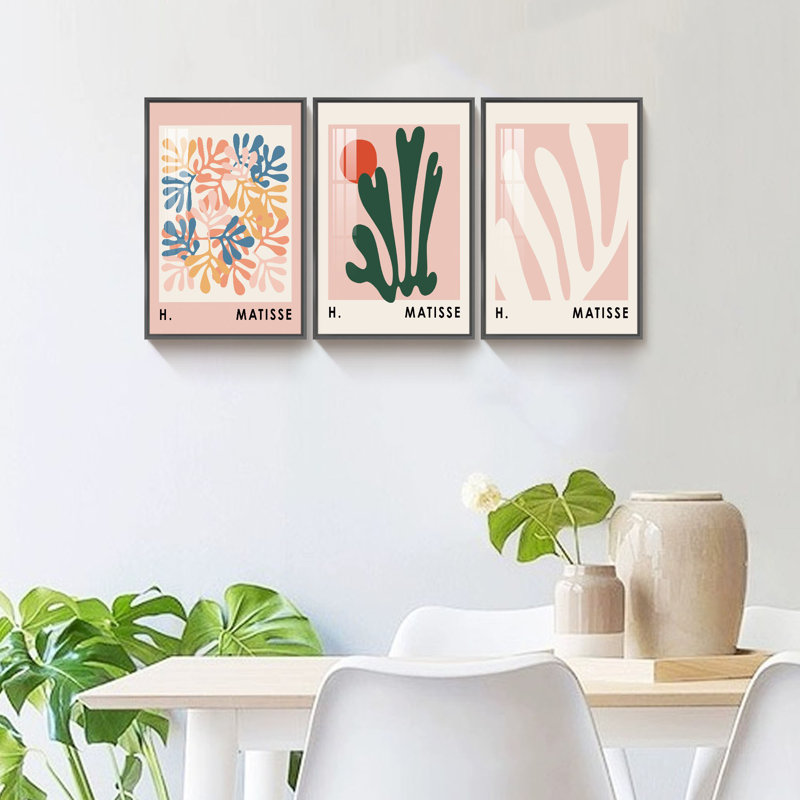 Barcenas Matisse, reproduction d'art sur toile 3 pièces, Noir, H 16 po x l 36 po x P 1 po