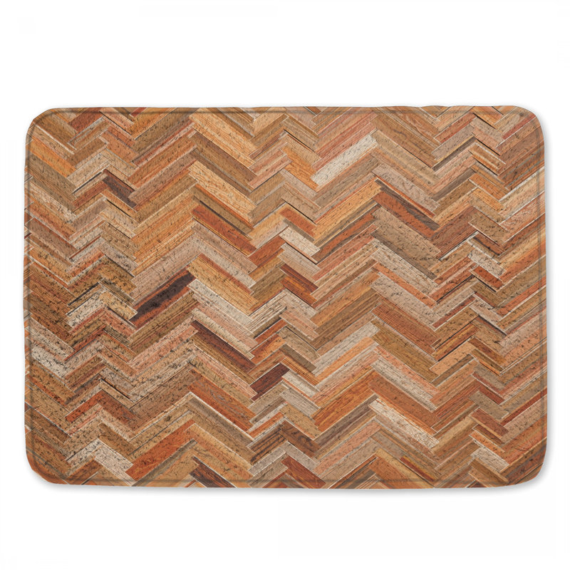 Tapis de bain en bois à chevrons, L 24 po x L 17 po