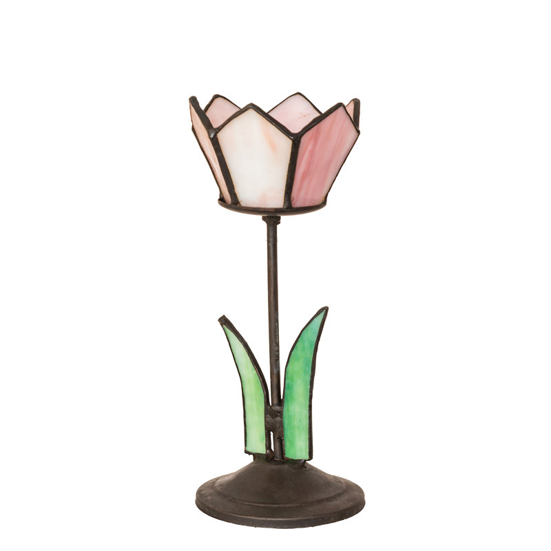 Tealight Candle Holder, Pink/Green, 8" H x 3" W x 3" D
