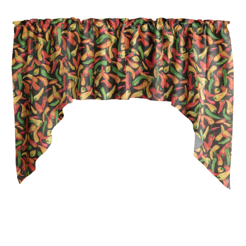 Cantonnière florale en mélange de coton l 58 po, Noir