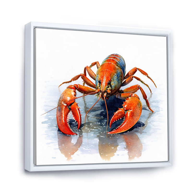 " Freshwater Crayfish III ", 16" H x 16" W x 1" D, White Floater Framed