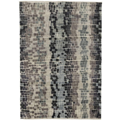 Tesserae Wool Striped Area Rug in Gray/Black/Neutral