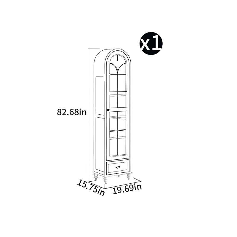 Arched Bookcase, (5 Shelves) 82.68"H x 19.69"W x 15.75" D