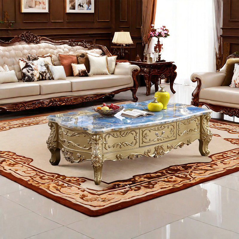 European-style Solid Wood Carved Coffee Table Single Coffee Table