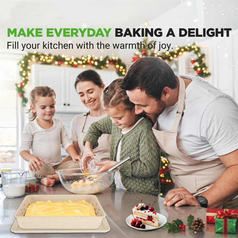 E Cairns 8 Piece Non-Stick Stainless Steel Bakeware Set, Beige