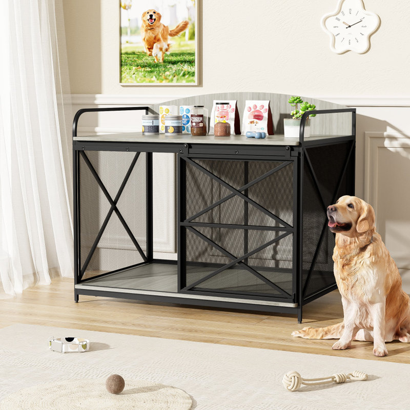 Cage pour chien de style mobilier, Gris