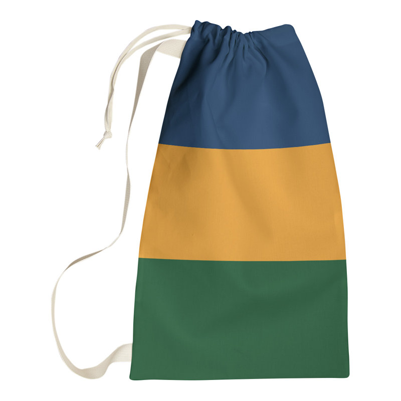Utah Fabric Laundry Bag with Handles, Small ( 29" x 18" x 1.5"), Navy/Gold/Green