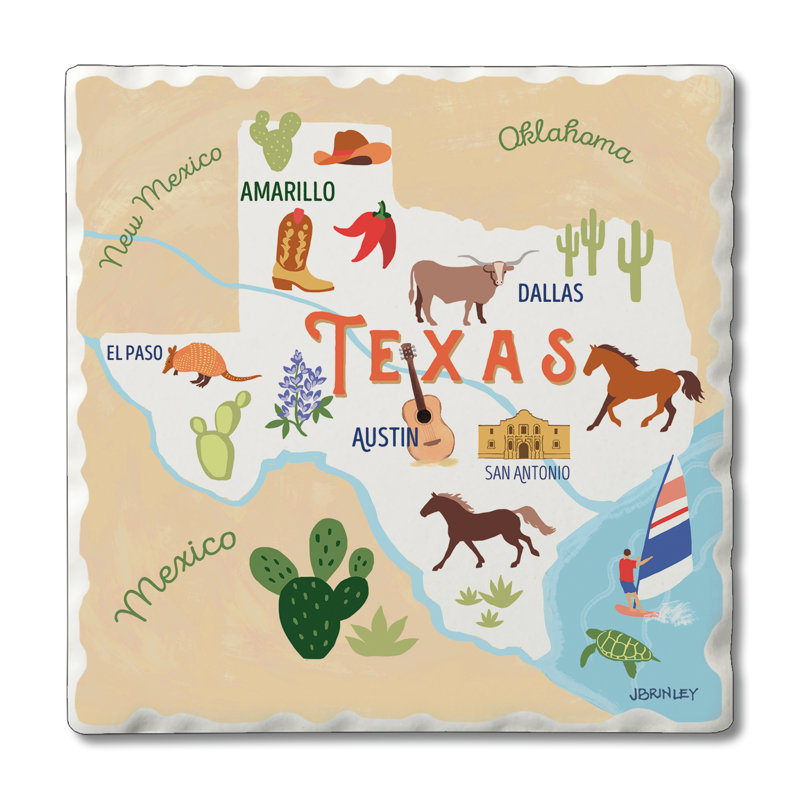 Paquet de 4 sous-verres en pierre de Florida Tiles, Texas