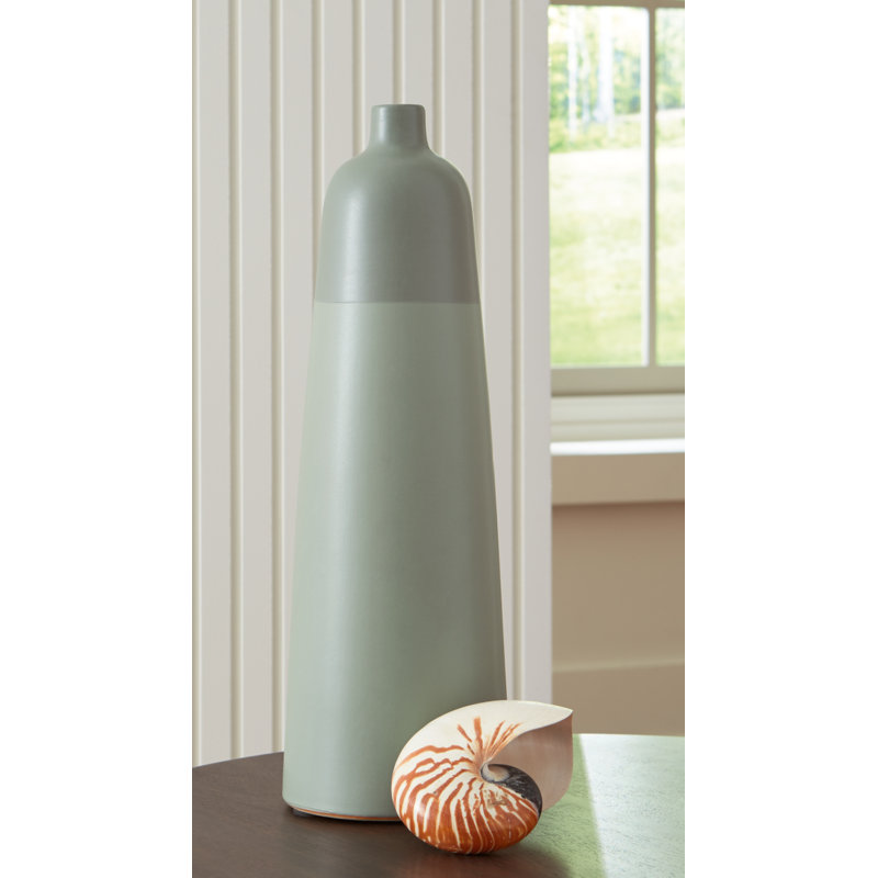 Tall Green Ceramic Decorative Table Vase