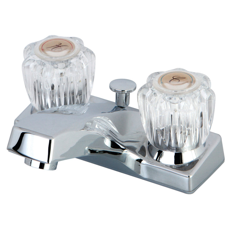 Kingston Brass Two-Handle 3-Hole Deck Mount 4" Centerset Bathroom Faucet, With Pop-Up