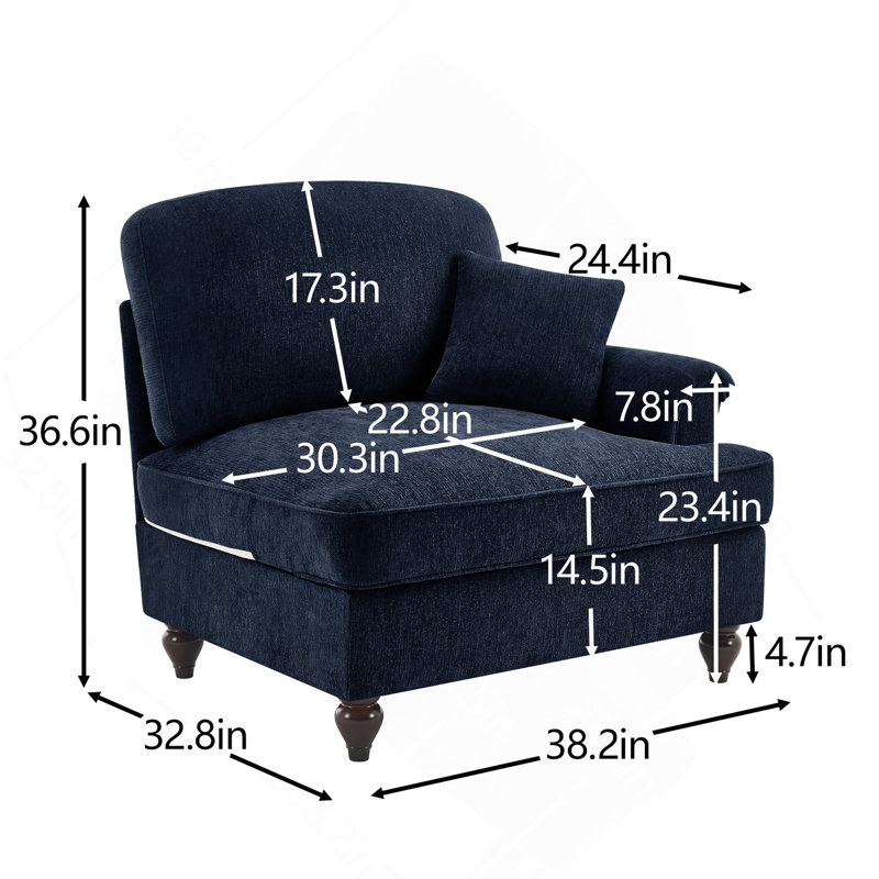 Canapé RSF en chenille avec 1 coussin bleu