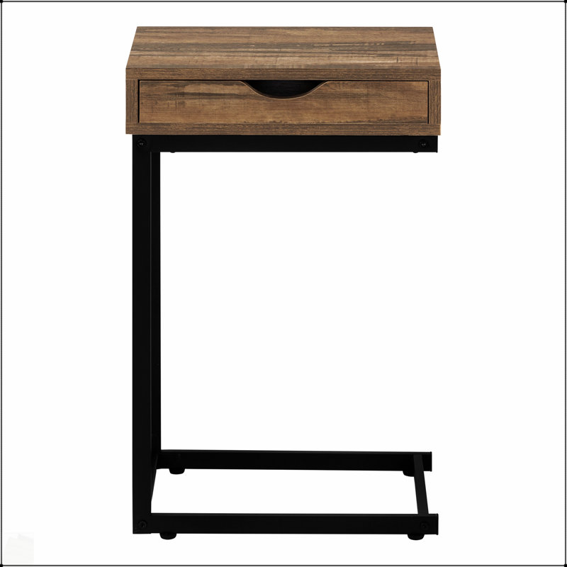 Table d'appoint en forme de C avec tiroir de rangement pour le salon et la chambre à coucher, idéale pour les collations et les essentiels