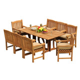 Mastropietro 8 - Person Teak Wood Patio Dining Set with Rectangular Table