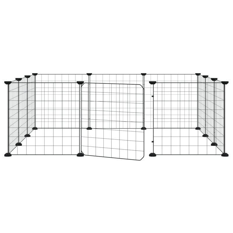 vidaXL Pet Cage Black Powder-coated steel Expandable, 13.78 x 41.34 x 41.34 in