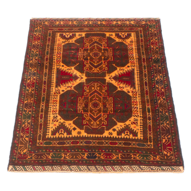 Tapis orange brûlé Teimani 2 pi 11 po x 5 pi 2 po