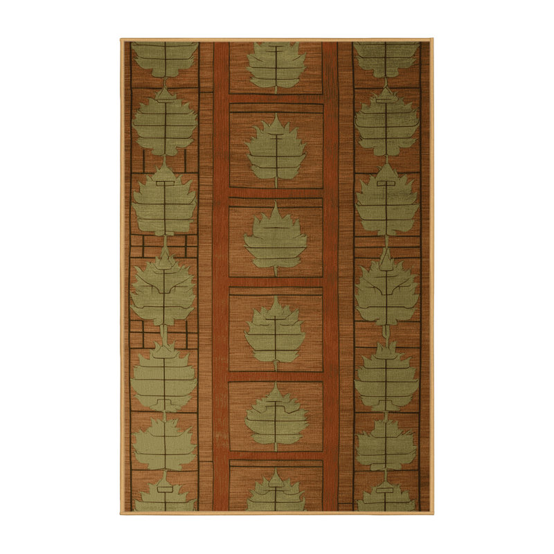 Tapis art déco brun lavable à la machine, Rectangulaire 7 pi x 10 pi
