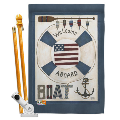 « welcome froming nautique fromed », un polyester vertical de polyester de 2 côtés 40 x 28 po ensemble de drapeau