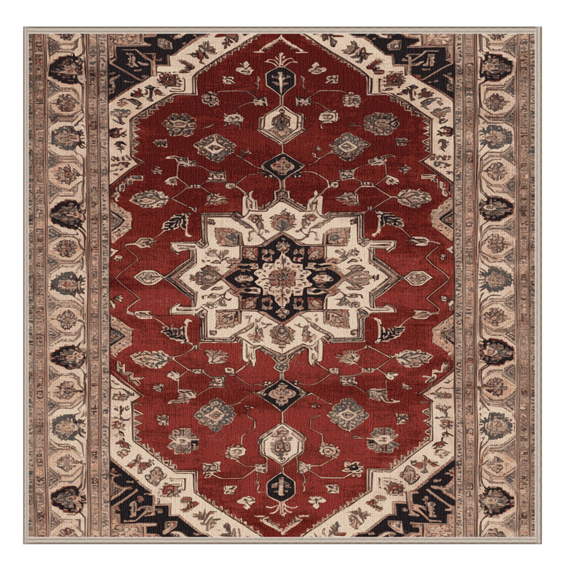 Machine Washable Persian Brown Area Rug, Square 7'
