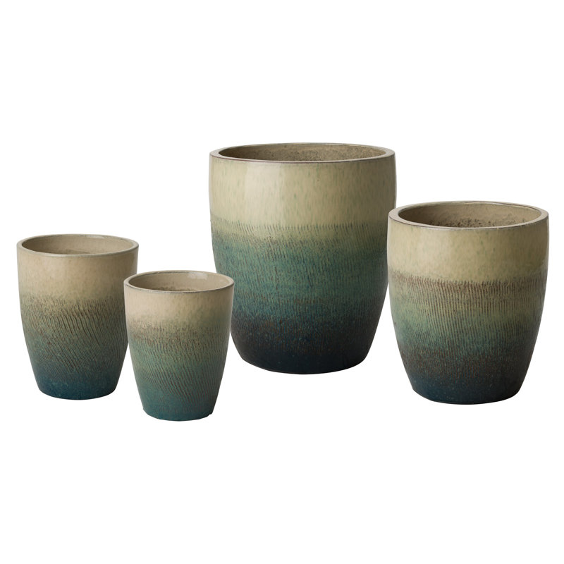 Bullet Ceramic Pot Planter, 15.5" H x 14" W x 14" D