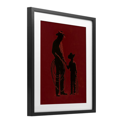 Burgundy Cowboy Father & Son Framed Print Under Glass, design by Arlington Prints
