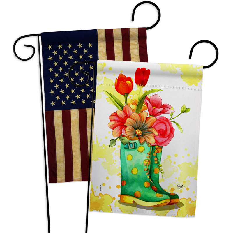 Drapeau de jardin à ressorts en polyester 2 faces 1 pi 5 po x 1 pi 1 po