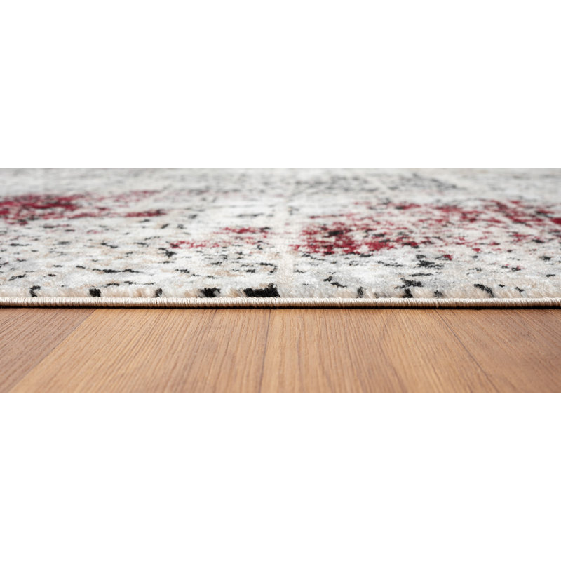 Tapis noir / rouge à motif abstrait Vladya, Rectangle 5 pi 3 po x 7 pi 3 po