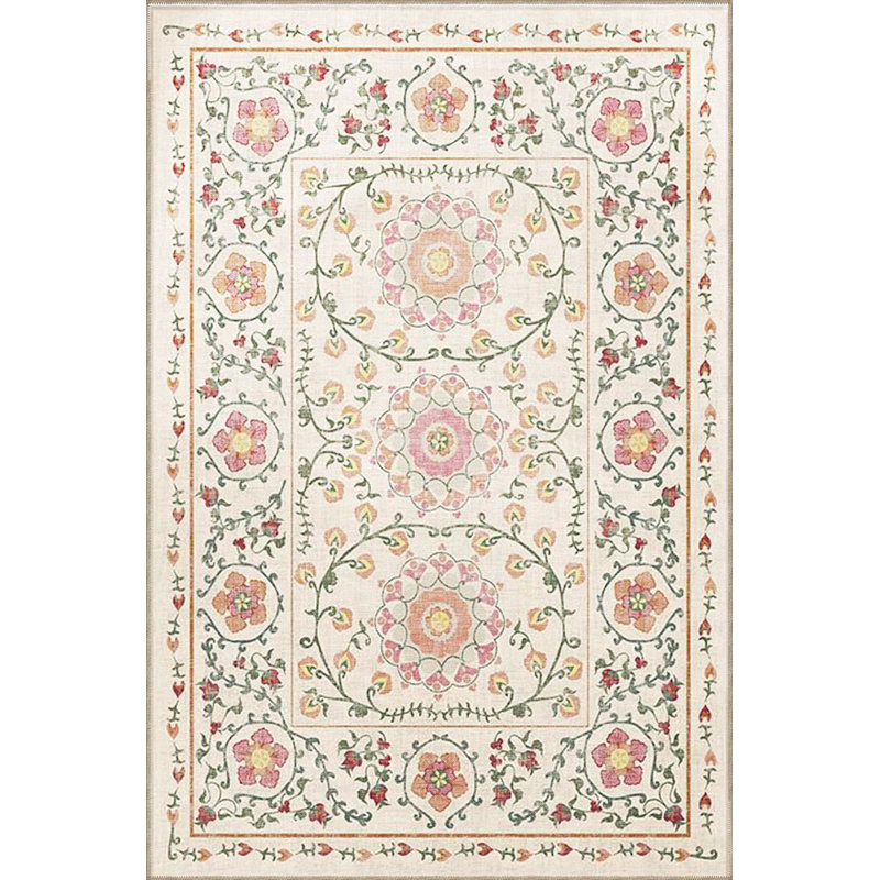 Tapis décoratif lavable à la machine beige, Rectangle 3 pi 3 po x 4 pi 11 po