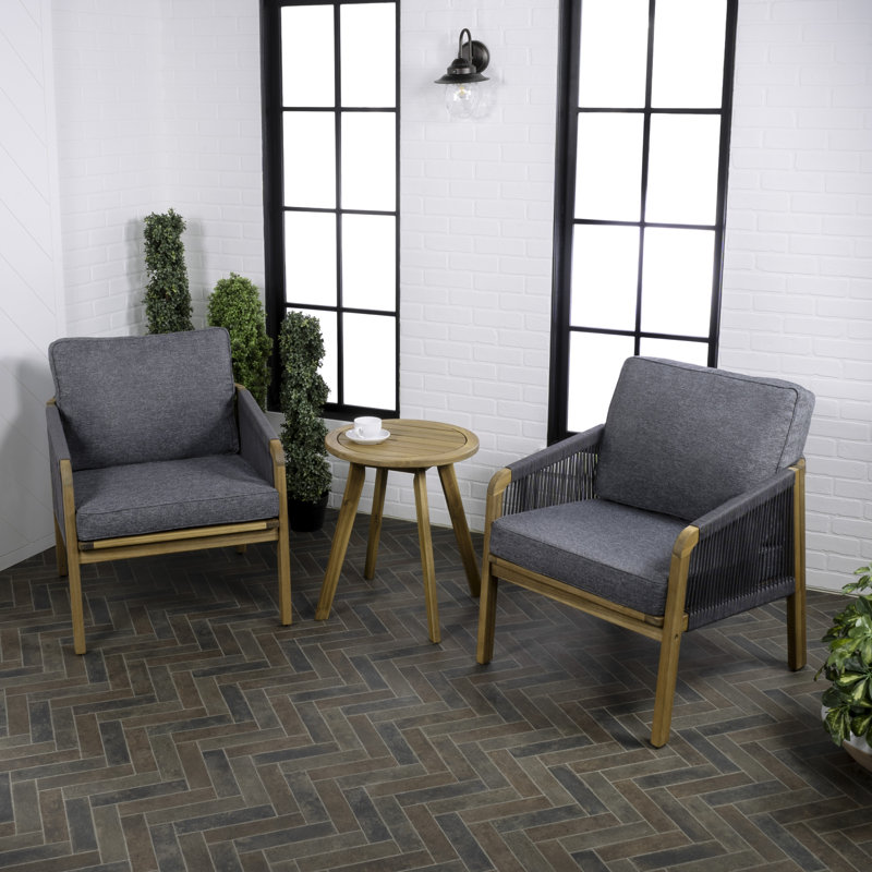 Ensemble de conversation d'extérieur pour 2 personnes avec coussins Haylie, Gris